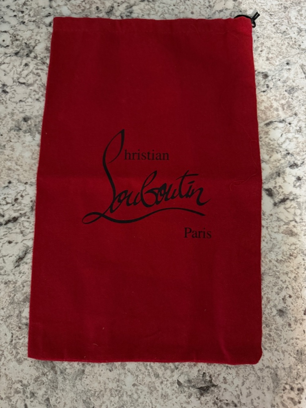 Christian Louboutin Red Velvet Drawstring Dust Bag with Black Logo